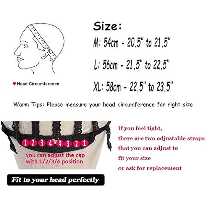 FU SHEN Large Black Swiss Lace Wig Cap with Adjustable Strap for Weave Wig Women Hairnets easy cap Stretch Adjustable Open Wig Cap with PVC Paper for DIY Wig (1Pcs-L) - Image 3